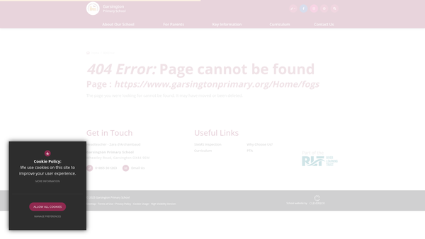 Screenshot of the Garsington Primary School Parent Teacher And Friends Association website