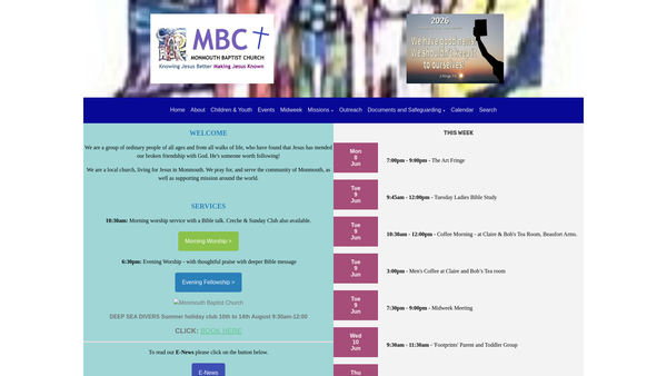 Screenshot of the Monmouth Baptist Church website