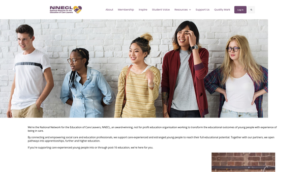 Screenshot of the National Network For The Education Of Care Leavers website
