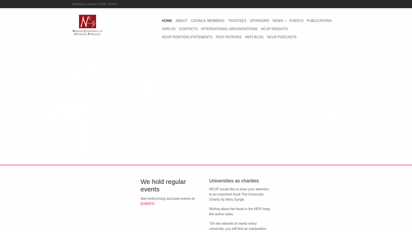 Screenshot of the Ncup website