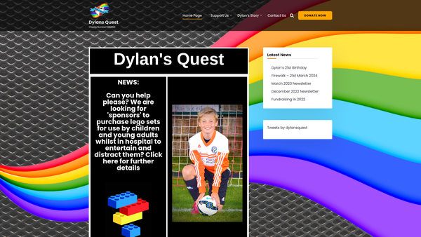 Screenshot of the Dylan's Quest website