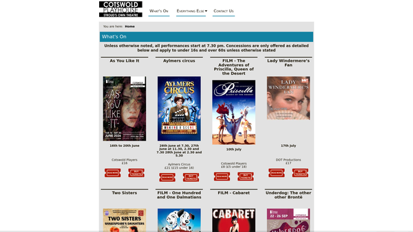 Screenshot of the Cotswold Players website