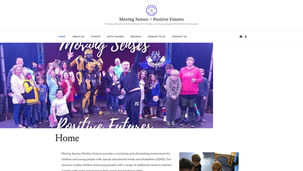 Screenshot of the Moving Senses Positive Futures website