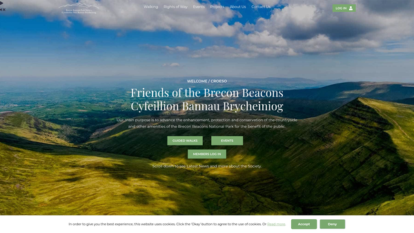 Screenshot of the Brecon Beacons Park Society website