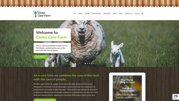 Screenshot of the Friends Of Clinks Care Farm website