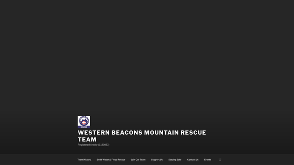 Screenshot of the Western Beacons Mountain Rescue Team website