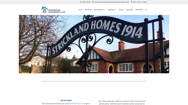 Screenshot of the Cheltenham Almshouses & Aid CIO website