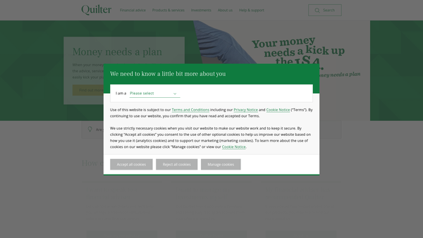 Screenshot of the Quilter Investors Charity Authorised Investment Funds website
