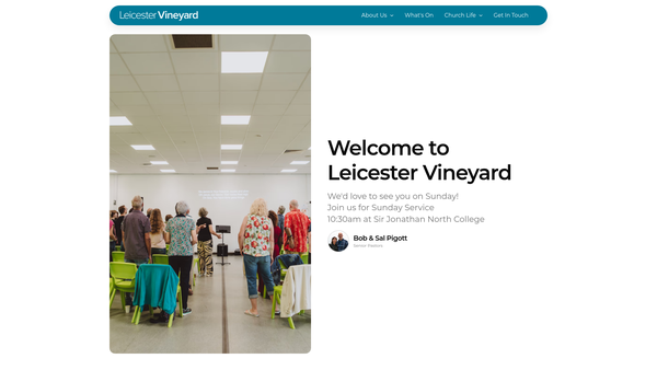 Screenshot of the Leicester Vineyard Church website