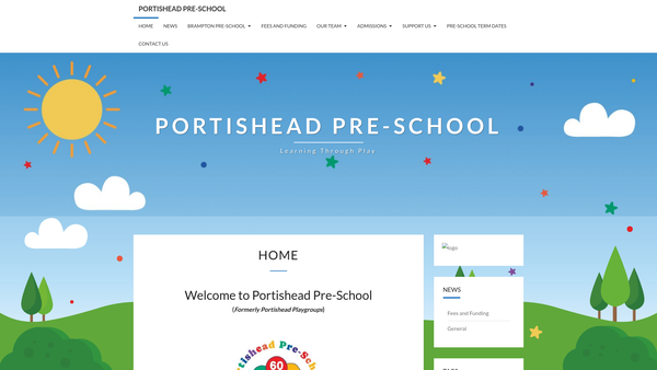 Screenshot of the Portishead Pre-School website