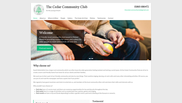 Screenshot of the The Cedar Community Club website