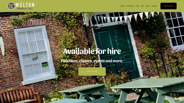 Screenshot of the Welton Village Memorial Hall website