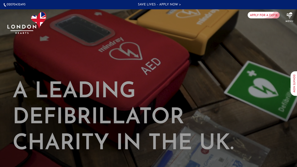 Screenshot of the London Hearts website