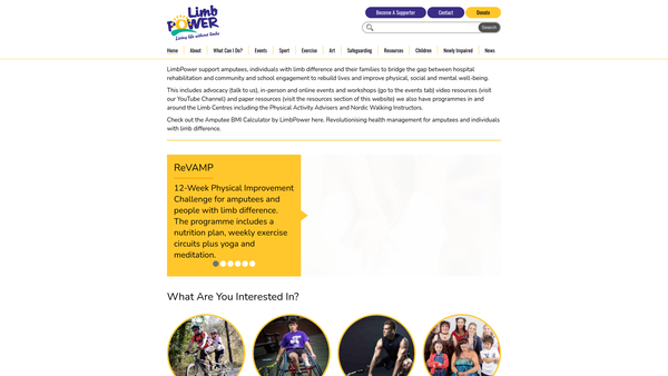 Screenshot of the Limbpower website