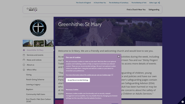 Screenshot of the The Parochial Church Council Of The Ecclesiastical Parish Of St Mary, Greenhithe website