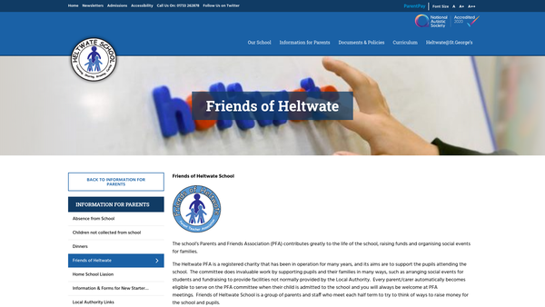 Screenshot of the Friends Of Heltwate website