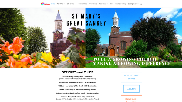 Screenshot of the St Mary's Pcc Great Sankey website