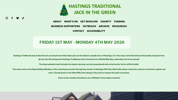 Screenshot of the Hastings Traditional Jack In The Green website