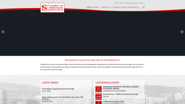 Screenshot of the Joined Up Heritage Sheffield website