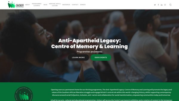 Screenshot of the The Anti-Apartheid Legacy Trust website