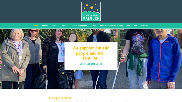 Screenshot of the Sky Autism Support website