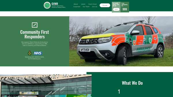Screenshot of the Godiva Voluntary Medical Responders website