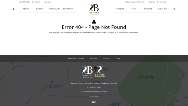 Screenshot of the Bohunt School Wokingham Community Association website