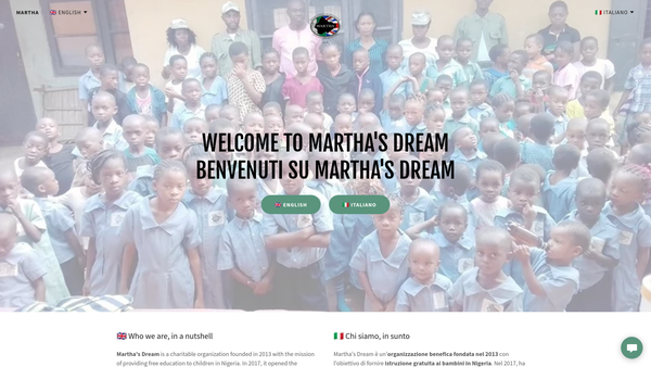 Screenshot of the Martha's Dream website