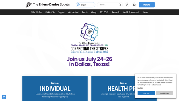 Screenshot of the The Ehlers-Danlos Society website