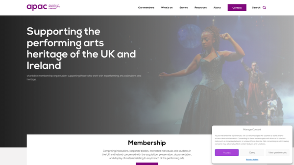 Screenshot of the Apac website