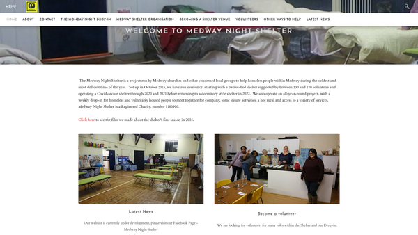 Screenshot of the Medway Shelter And Support website