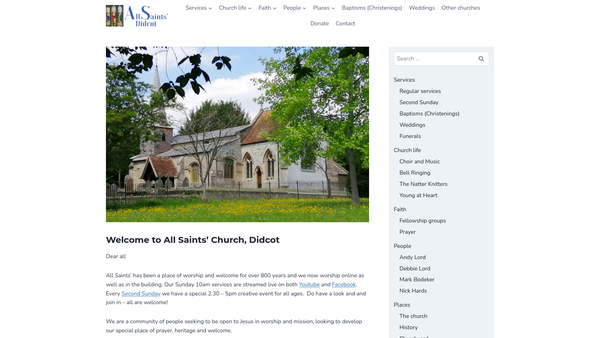 Screenshot of the The Parochial Church Council Of The Ecclesiastical Parish Of All Saints' Didcot website