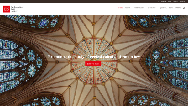Screenshot of the The Ecclesiastical Law Society website