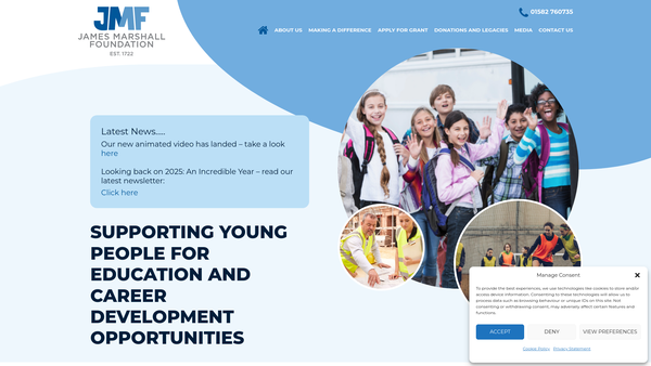 Screenshot of the James Marshall Foundation CIO website
