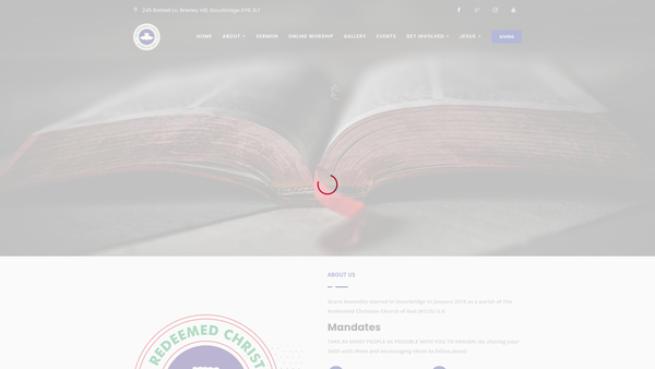 Screenshot of the The Redeemed Christian Church Of God Grace Assembly Stourbridge website