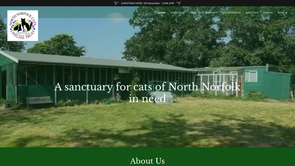 Screenshot of the North Norfolk Cats Lifeline Trust website