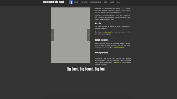 Screenshot of the Monmouth Big Band website