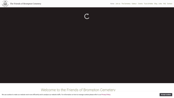 Screenshot of the Friends Of Brompton Cemetery website