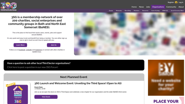 Screenshot of the Bath And North East Somerset Third Sector Group CIO website