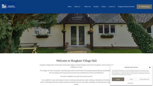 Screenshot of the Hougham Village Hall Trust website
