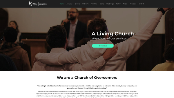 Screenshot of the The Vine Church London website