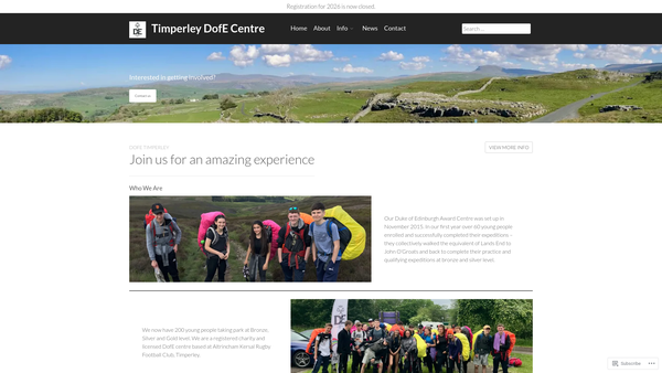 Screenshot of the Timperley Dofe Award Centre website