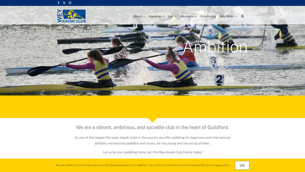Screenshot of the Wey Kayak Club website