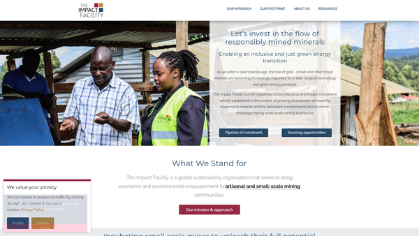 Screenshot of the The Impact Facility website