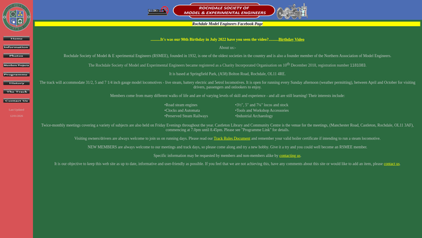 Screenshot of the The Rochdale Society Of Model And Experimental Engineers website