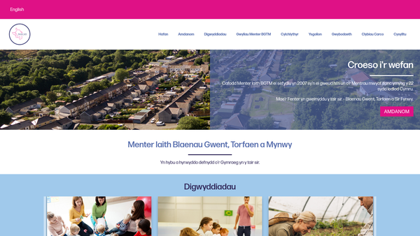 Screenshot of the Menter Iaith Blaenau Gwent, Torfaen A Mynwy (Menter Bgtm) website