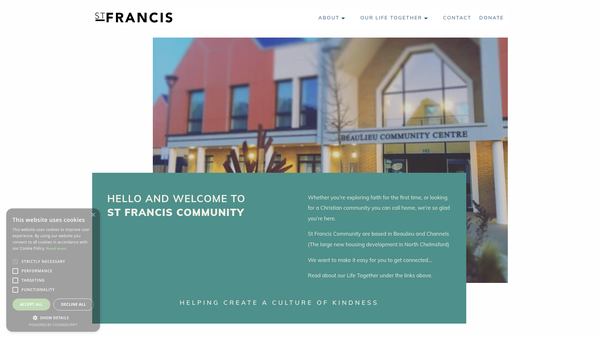 Screenshot of the St Francis Community Projects website