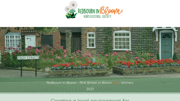 Screenshot of the Redbourn In Bloom Horticultural Society website