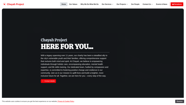 Screenshot of the Chayah Development Project website