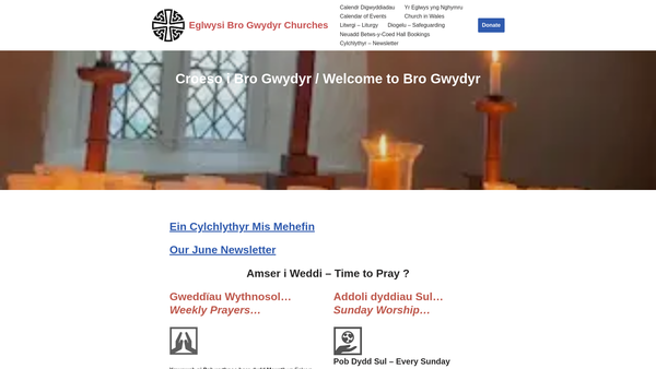 Screenshot of the Ardal Gweinidogaeth Bro Gwydyr Ministry Area website